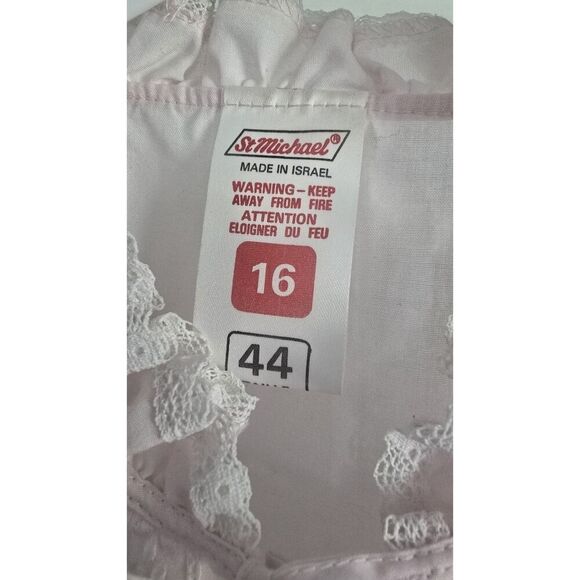 Vintage St Michael Nightgown Sweet Pink Short  Sleeve Crochet Lace Trim  Israel - Picture 2 of 8